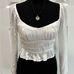 Hollister White Ruched cropped top size S